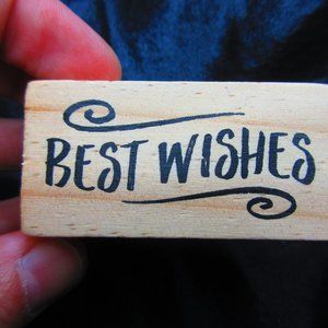 Best Wishes Wood Mounted Stamp 1.25" X 2.5"
